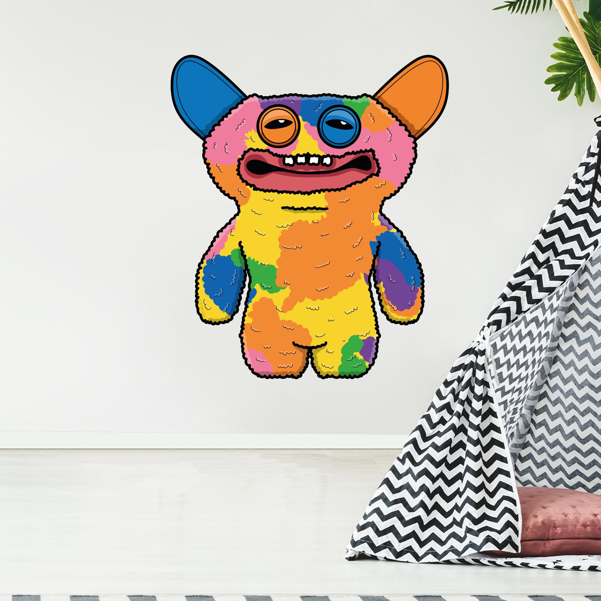 Themed Black Fuggler Wall Sticker - Grin Grin Multicolour Decal Wall Art (60Cm Height X 50Cm Width)