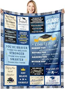 2025 Graduation Gift Blanket 50x60 Inches - Inspirational Quotes Flannel Throw For High School & College Grads