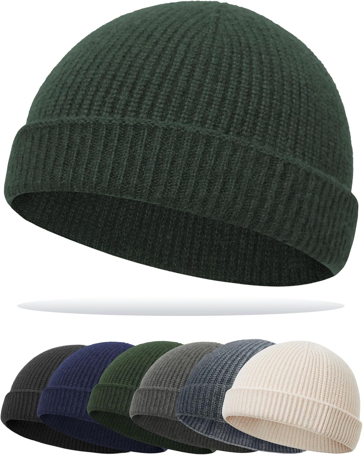 Thin Fisherman Beanie Hat for Men Women Fall Winter -Wool Knit Cuff Short Fashion Watch Cap,Trawler Slouchy Skull Cap