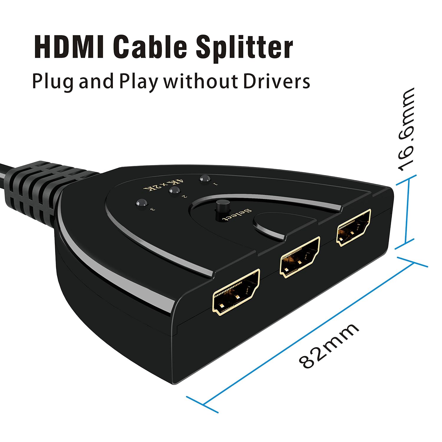HDMI Switch 4K,ABLEWE 3 Port 4K HDMI Switch 3x1 Switcher Splitter with Pigtail Cable Supports Full HD 4K 1080P 3D Player
