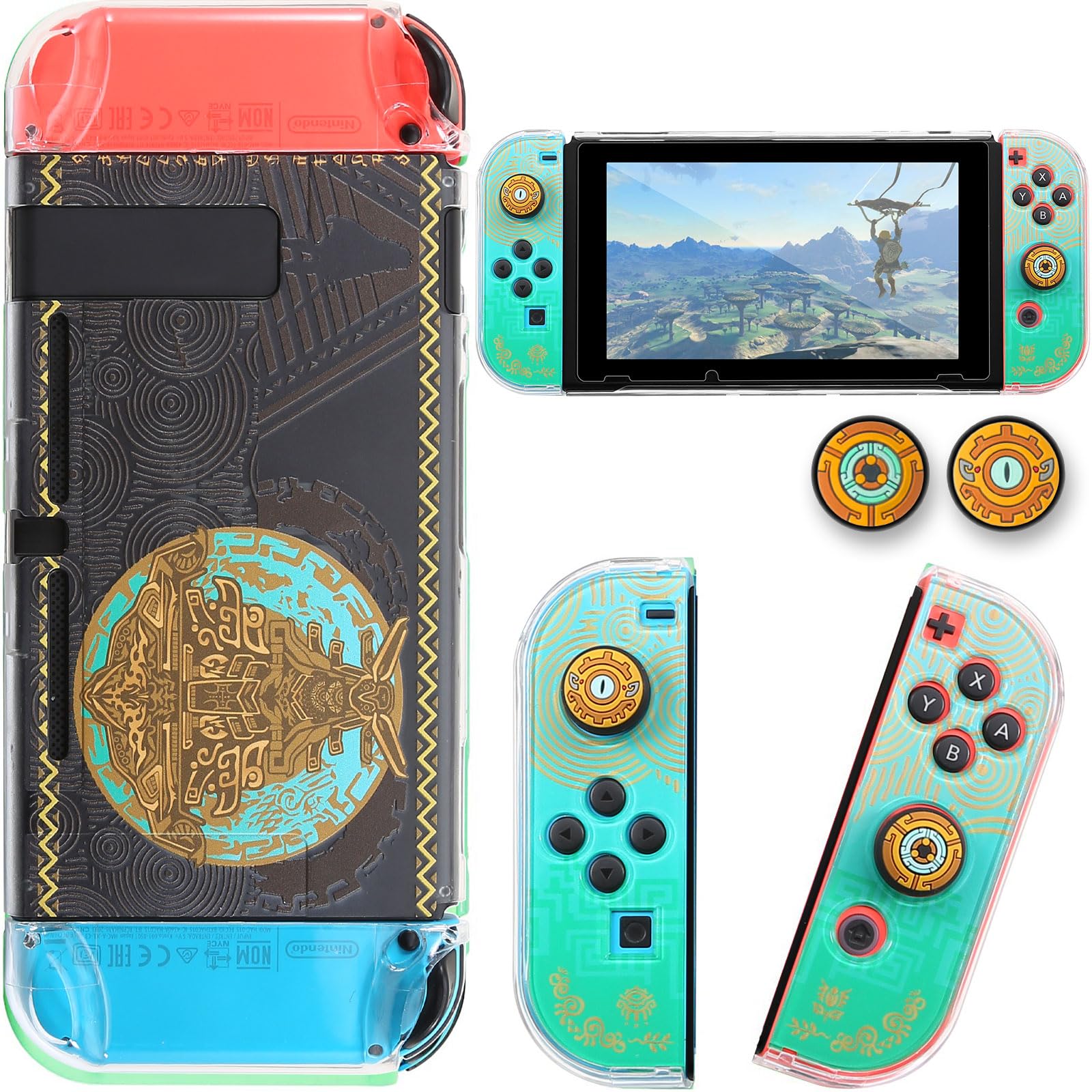 Jusy Zel da Protective Case Compatible with Nintendo Switch, Dockable TPU Cover, Hard Shell Split Design, Grip Cover with Shock-Absorption and Anti-Scratch Design
