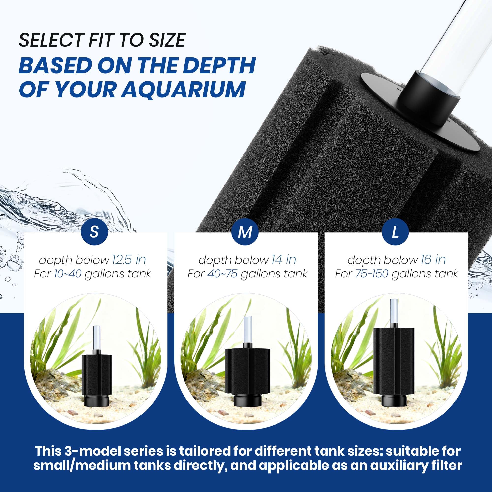 Acuario - Paquete de 6 filtros de esponja de 50-80 galones con piedra de aire y cerámica silenciosos filtros para pecera de cría de camarones Betta