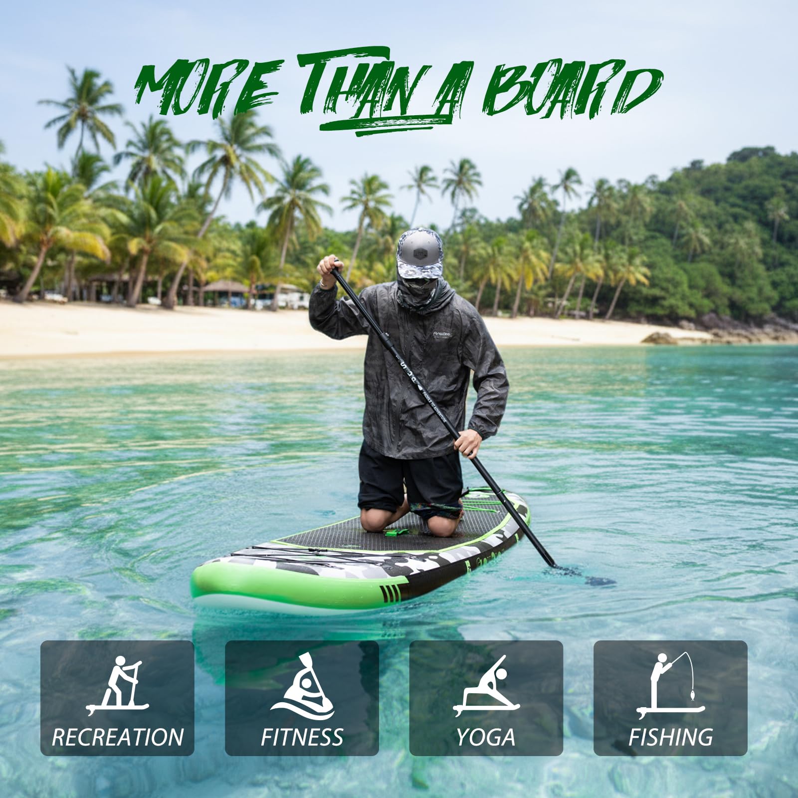 FunWater 10'6"–11'6" SUP Board, aufblasbares Stand-Up Paddle Board für alle Könnensstufen, ideal für Einsteiger & Familien, mit Anti-Rutsch Eva-Deck, Paddel, Pumpe & komplettem Zubehör