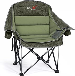 RELAX FIELD Oversized Camping Chair, Portable Folding Padded Camp Chairs with Side Pocket, Cup Holder, Heavy Duty Support ... Price In India