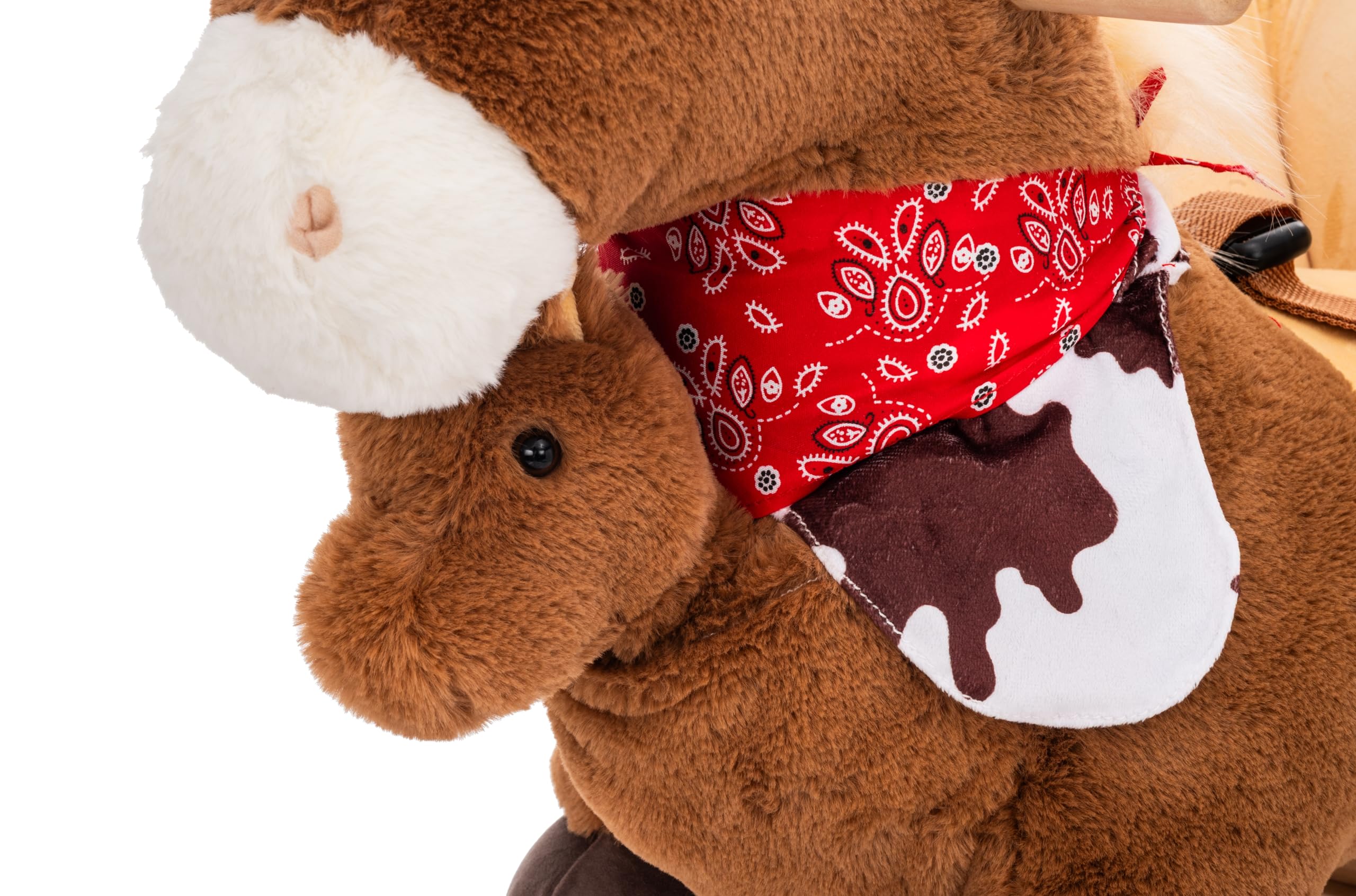 Schaukeltier mit Handpuppe, Kinder Schaukelstuhl mit Sicherheitsgurt, 12 bis 36 Monaten (Braun)