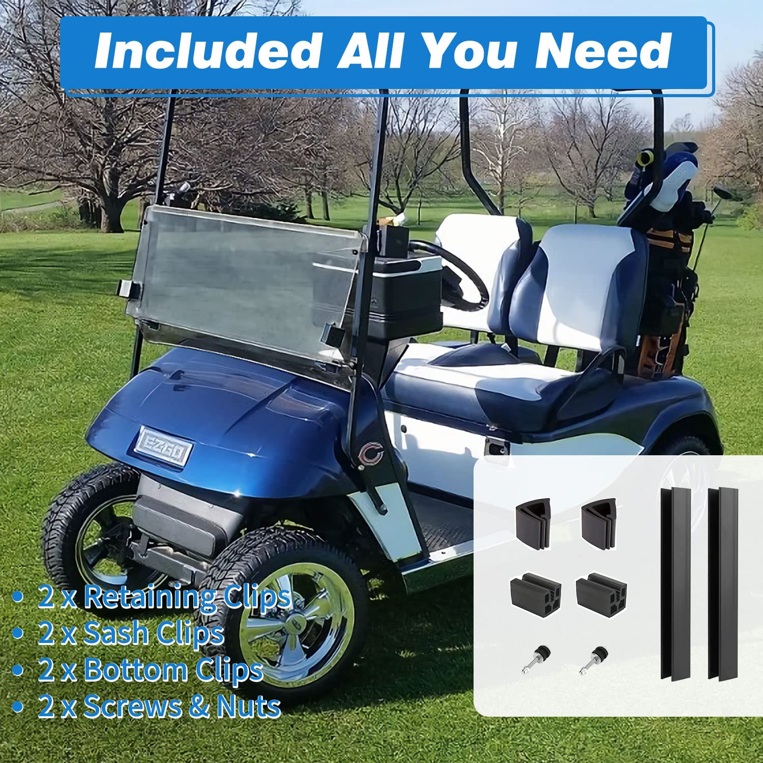 Getönte Windschutzscheibe Für EZGO TXT Golfwagen (1994-2014) – 4 Mm Acryl, Klappbar
