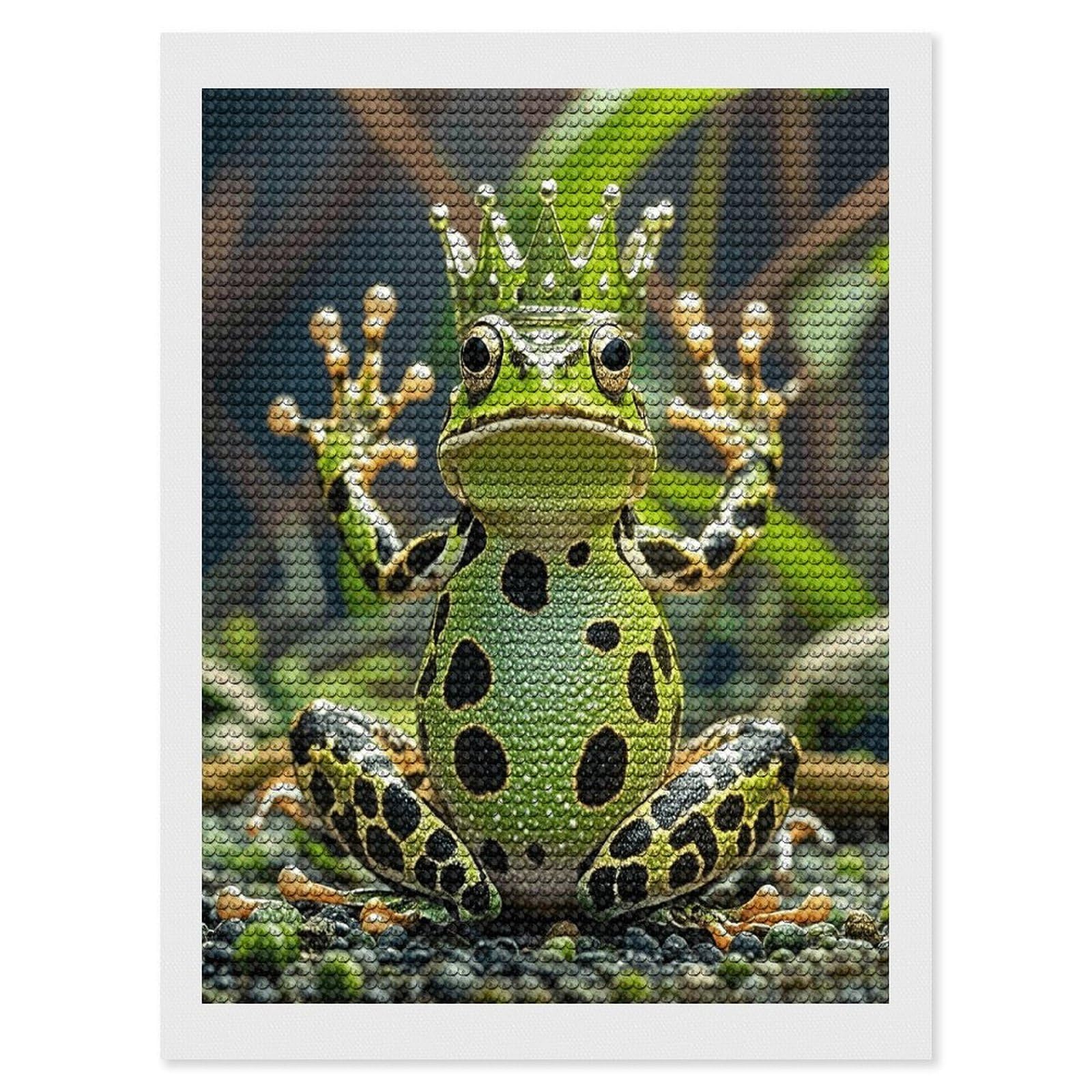 FekiLoot Crown Frog Diamond Painting Kits for Beginners DIY Diamond Art Kits for Adults Full Drill Round Diamond Dot Gem Art Painting Fun DIY Crafts for Home Kitchen Wall Decor Gift 12"x16"