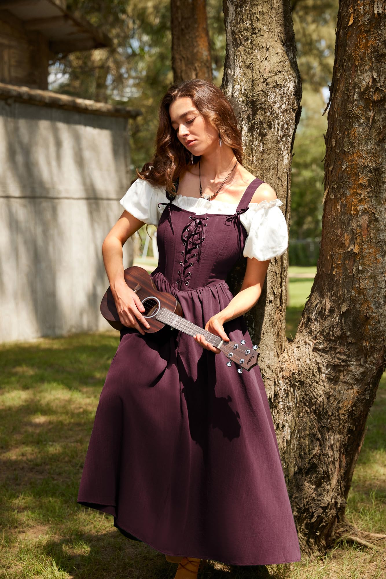 SCARLET DARKNESS Robe corset Renaissance sans manches à lacets pour femme
