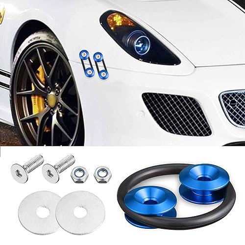 Miniatura 10 de TOMALL Juego de 8 piezas para parachoques delantero y trasero de automóvil, arandelas de liberación rápida, sujetadores universales de aluminio, kit