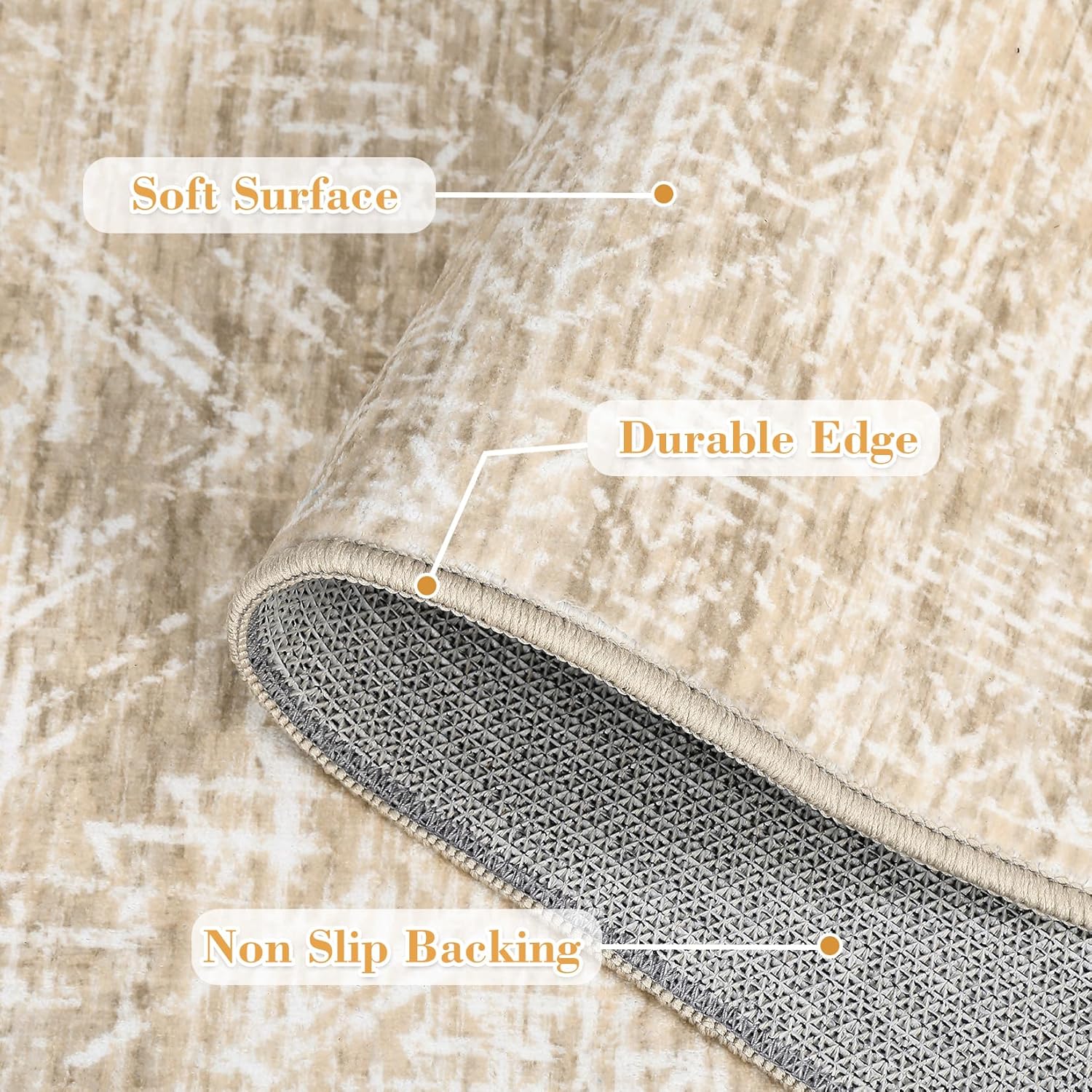 GarveeHome Washable Rug 4x6, Black Boho Living Room Area Rug, Geometric Non-Slip Farmhouse Bedroom Carpet Dorm Room Throw Rug, Low Pile Soft Accent Mat for Kitchen Entry Office 4'x6' Black