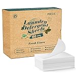 Poesie Laundry Detergent Sheets Fresh Linen Scent 160 Sheets 80 Large Loads Plastic Free Fast Dissolve Washing for All Washing Machine Traveling Dorm Life Save Space