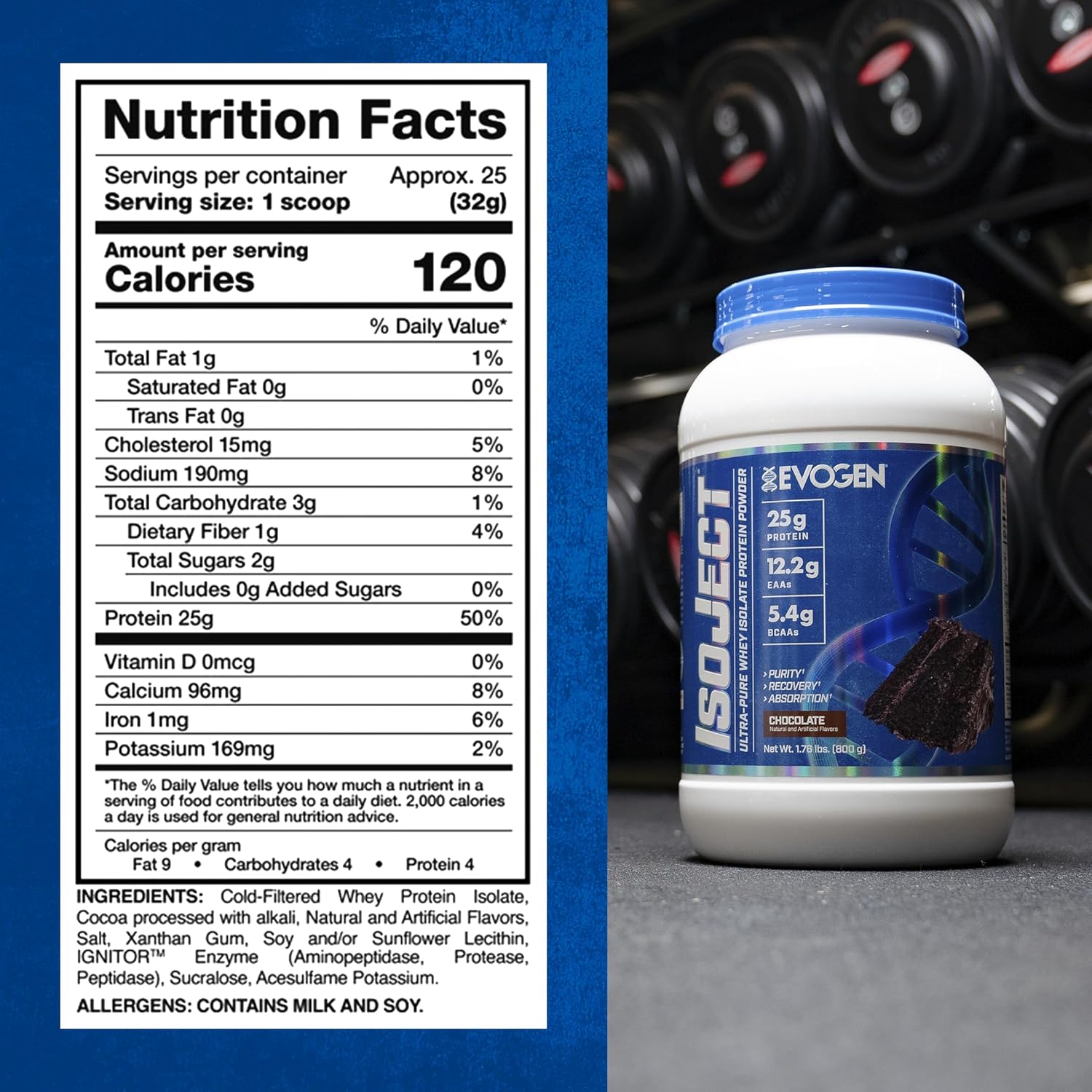 Evogen Isoject - Whey Protein Isolate | Ultra-Pure Whey Protein Powder with Ignitor Enzymes, BCAAs, and EAAs | Enhanced Absorption & Recovery | Chocolate | 25 Servings