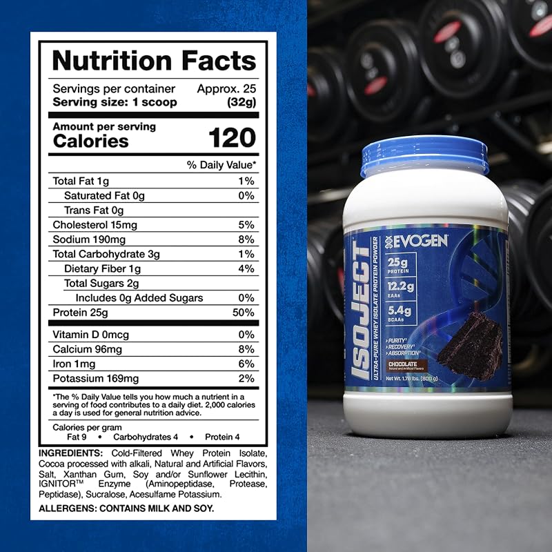 Evogen Isoject Whey Protein Isolate Powder | Chocolate | 25 Servings image 4