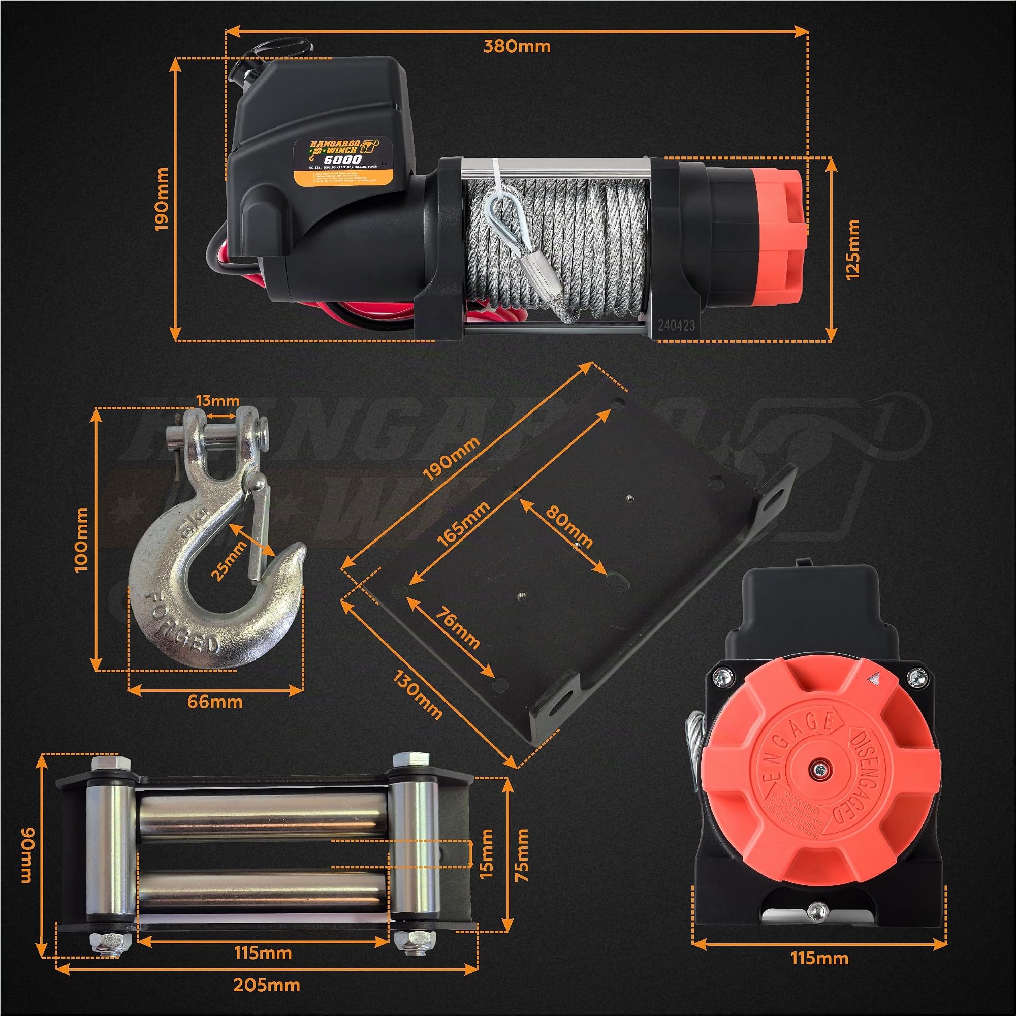 Treuil Electrique 12v Universel 6000 lbs / 2722 kg | Puissant et Compact avec Câble Acier et Télécommande - Construction Fiable pour Voiture, Quad et Défis Offroad (K6000)