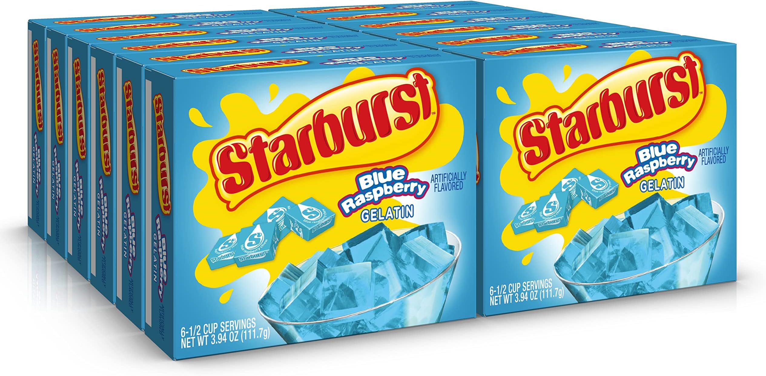 Starburst Gelatin – Blue Raspberry, 3.91 Ounce Box (Pack of 12)