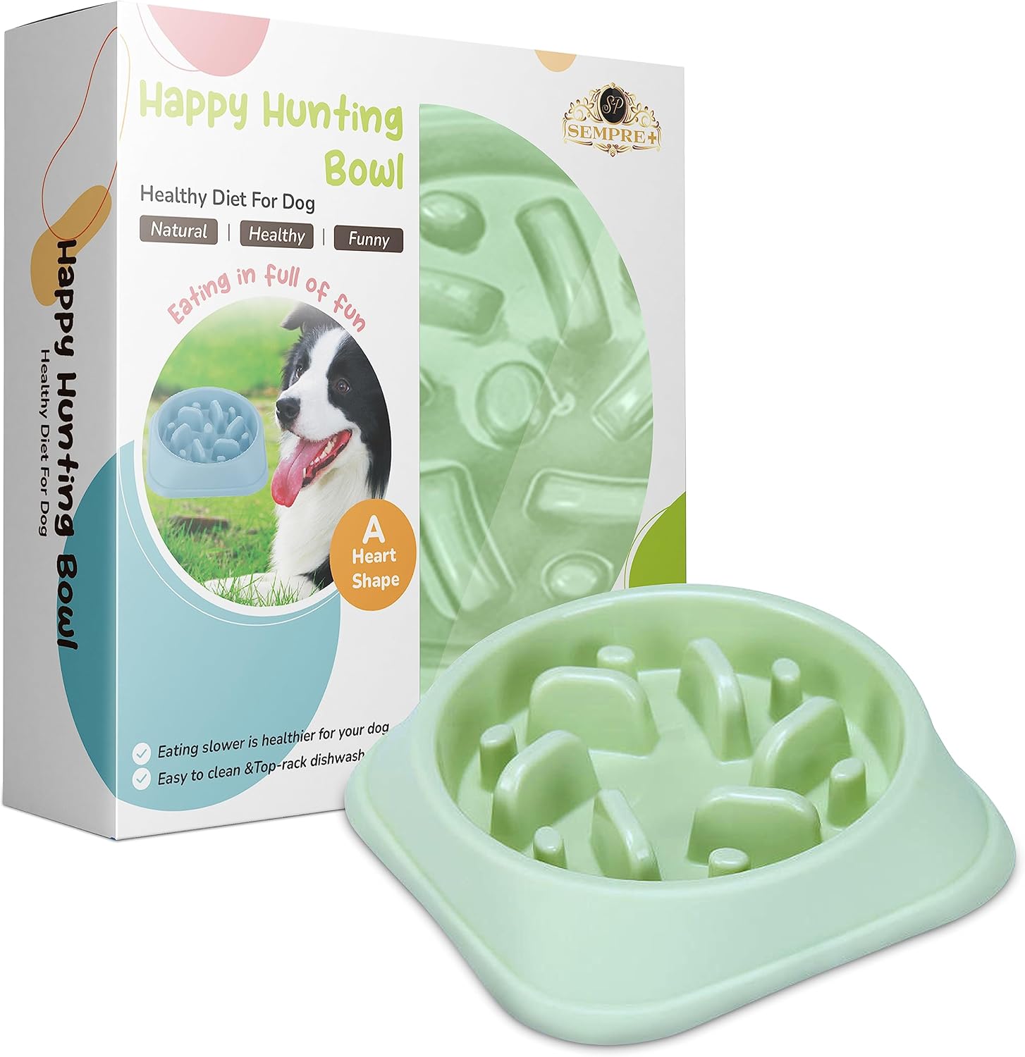 SP SEMPRE + Ciotole di Plastica per Cani Anti Ingozzamento Porta Crocchette per Cani ad Alimentazione Lenta Anti Soffocamento Ideale per Cani Voraci a Labirinto (Verde) - Immagine 1