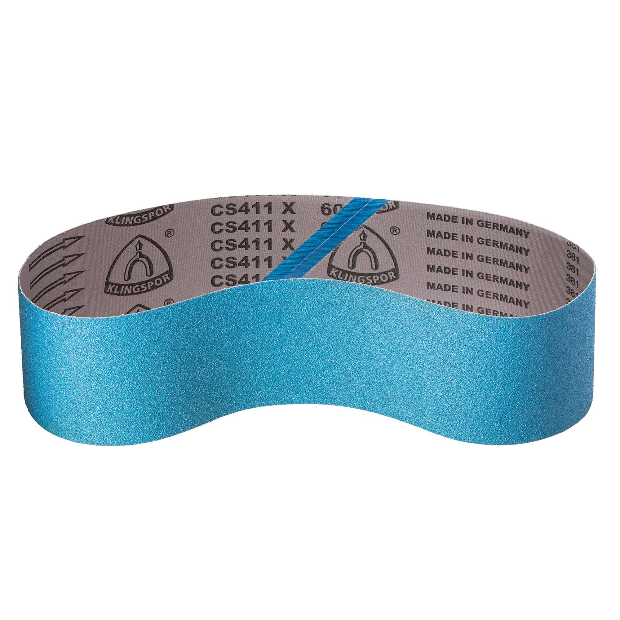 Nastro abrasivo KLINGSPOR CS411X ossido di zirconio Ø 75 x 533 mm - grana P50 - 20 pezzi - per metallo acciaio inox, legno duro - base tessuto ad alta resistenza - nastri abrasivi professionali