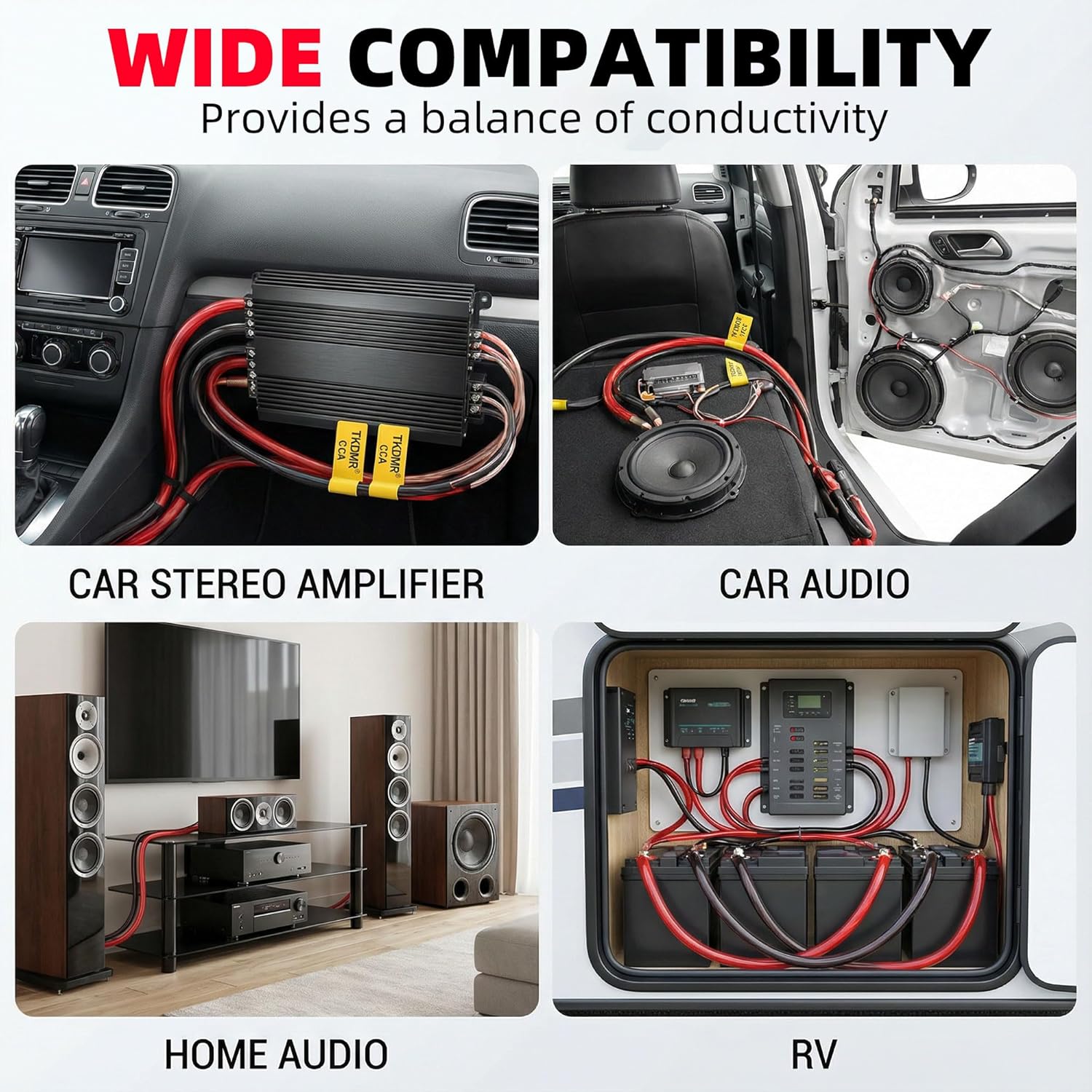 8 Gauge Wire CCA Battery Cable - for Automotive Power Ground, Car Audio, RV, Amp Wiring Kit 26 feet Each- Black/Red with 52FT Cable Sleeves (26 FT Black +26 FT Red +52FT Cable Sleeves, 8 Gauge Wire)
