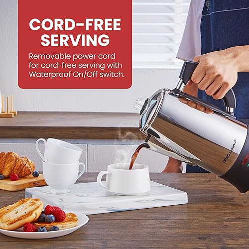 Miniatura 4 de Elite Gourmet EC923 - Percoladora eléctrica de café sin BPA, mantiene el calor, perilla de progreso de preparación transparente, mango de tacto