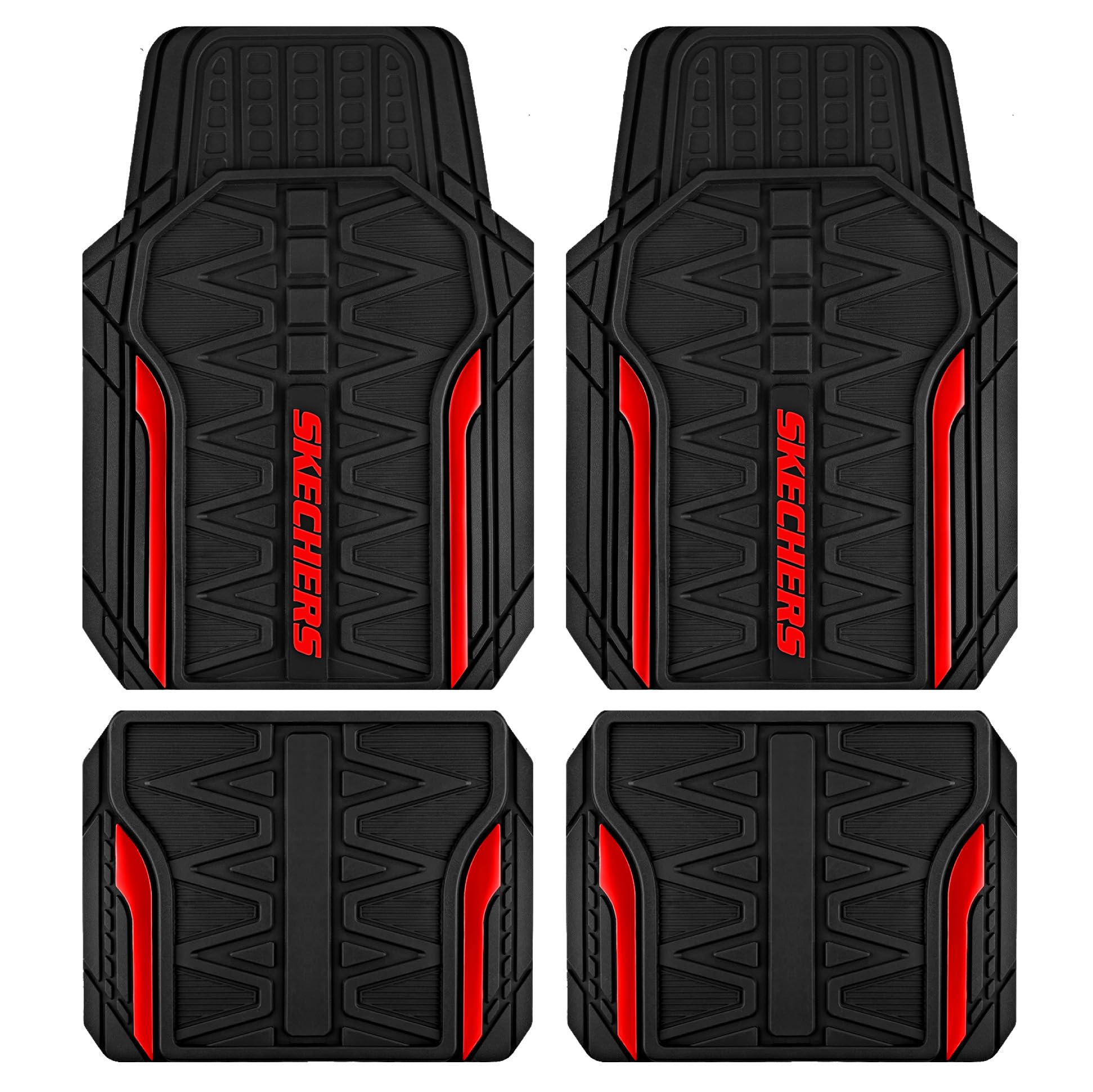 Skechers Car Floor Mats,Heavy Duty Rubber Car Mats Full Set,All Weather Floor Mats,Waterproof Trim to Fit Universal Floor Liner Car Accessories,Automotive Floor Mats for Cars Trucks SUV,Red ( Missing 2 Back ones)