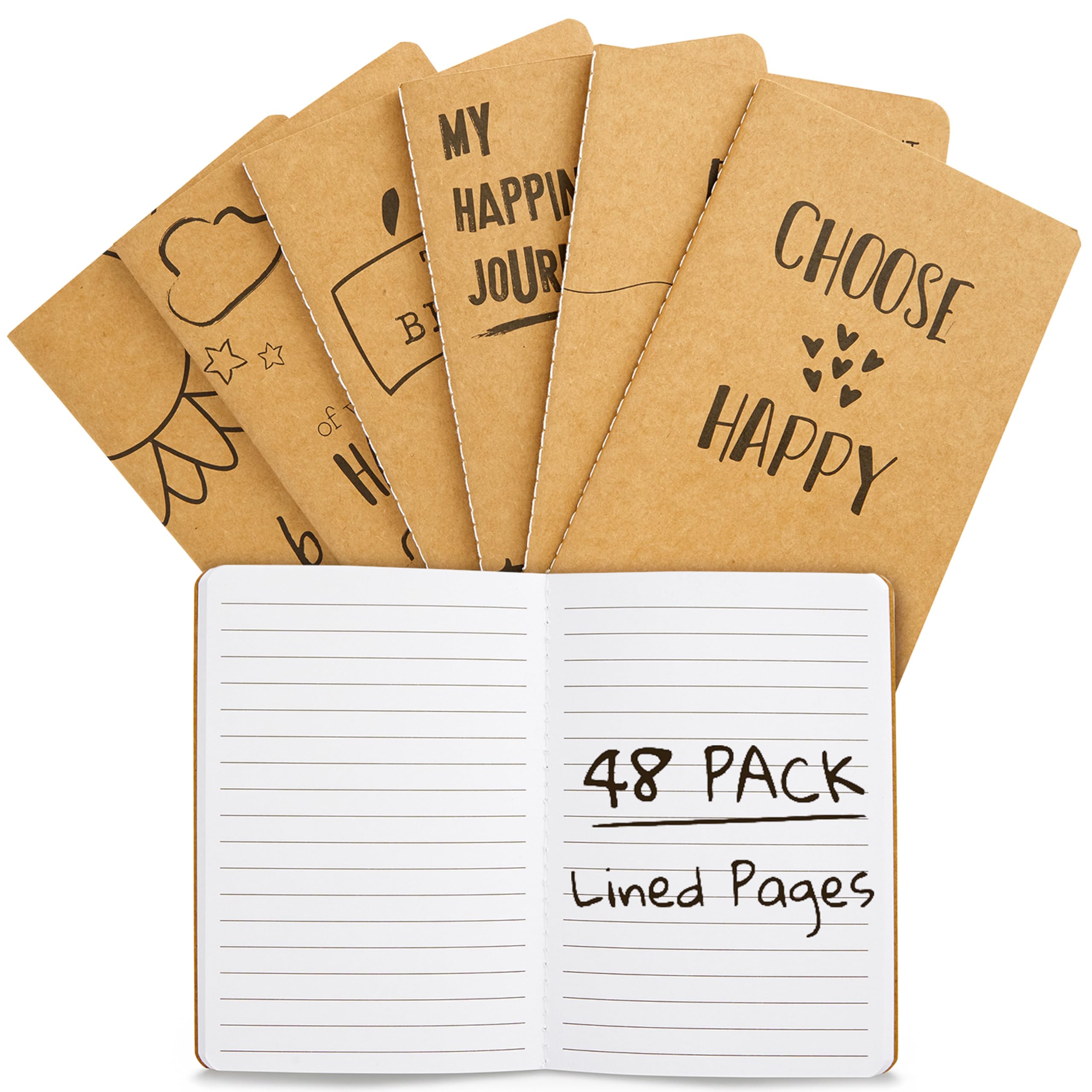 Paper Junkie Cuadernos Kraft a granel, 80 páginas a rayas, 4 x 5.75 pulgadas, mini diarios para escribir, dibujar, garabatear, regalos para estudiantes, agradecimiento al profesor, suministros para el