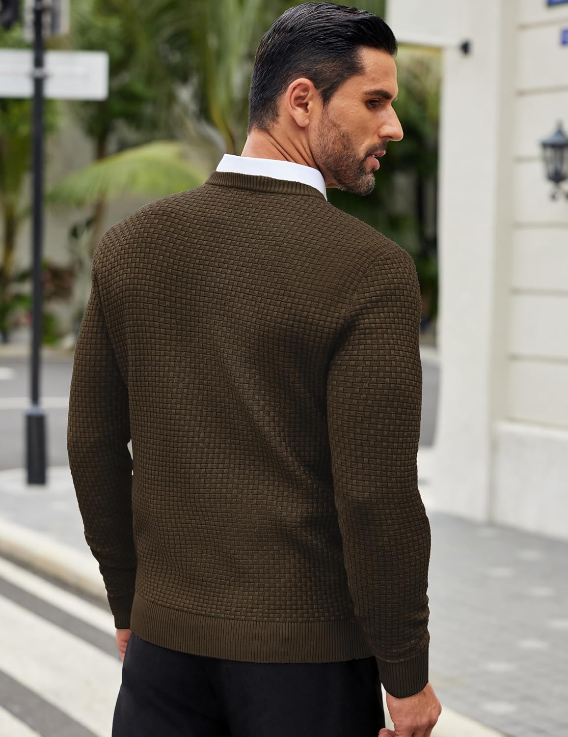 COOFANDY Men Dress Crewneck Sweater Pullover Knit Long Sleeve Casual Slim Fit Sweater - Image 3