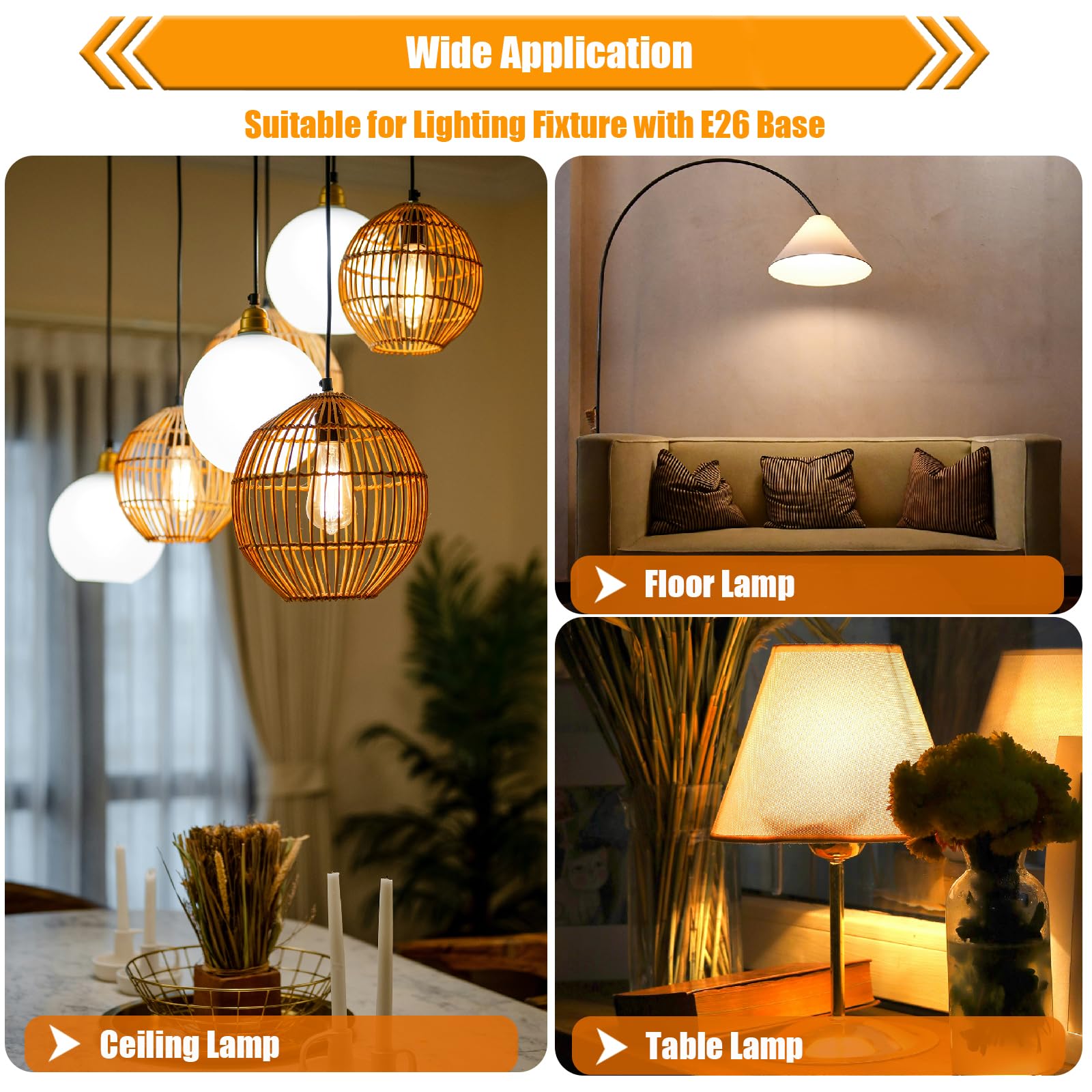 12 Pack LED Edison Bulbs 40 Watt Equivalent 4 Watt LED Filament Bulb 3000K ST19 Warm White Light — view 7