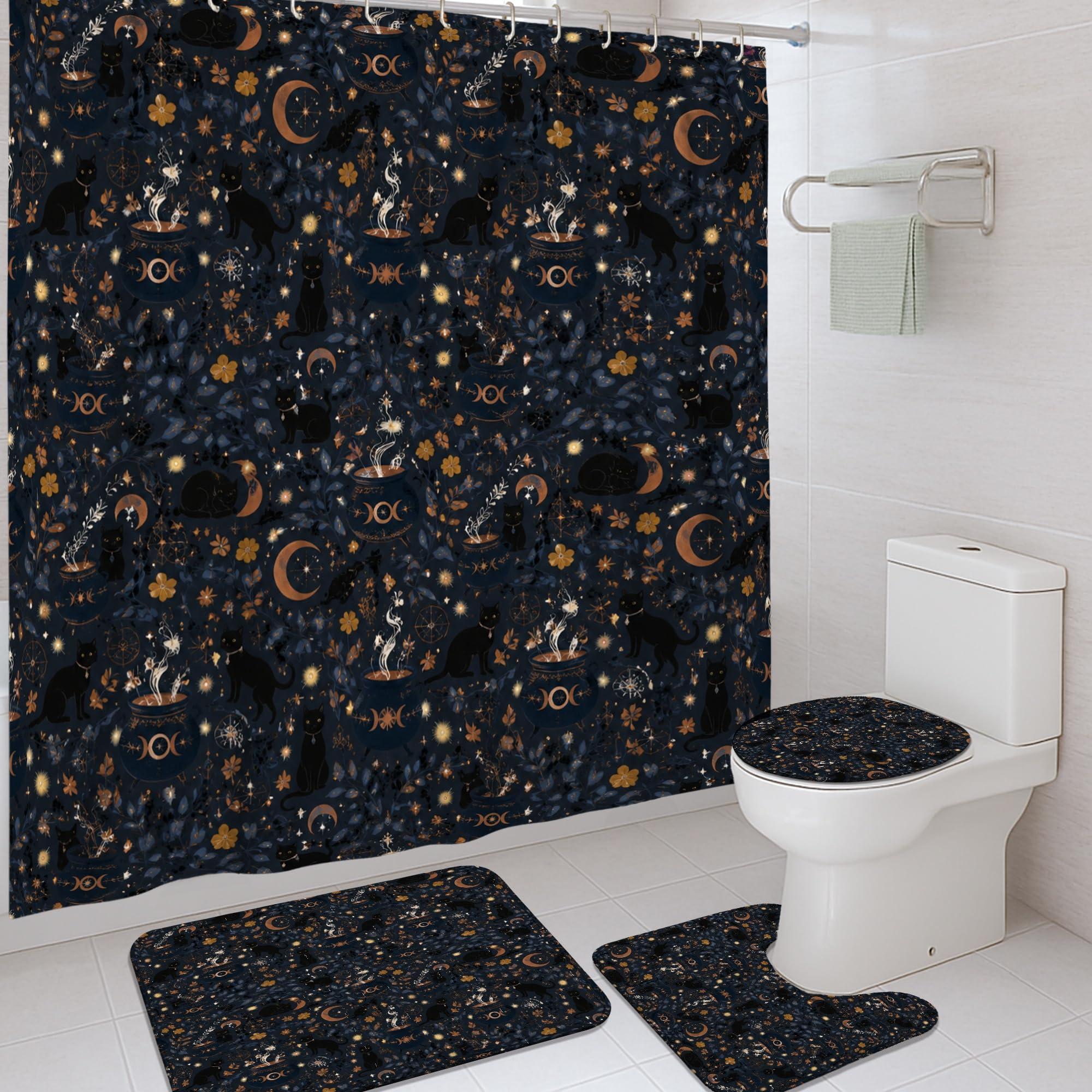 Rideau de douche chat imperméable pour garder votre salle de bain propre et décorée