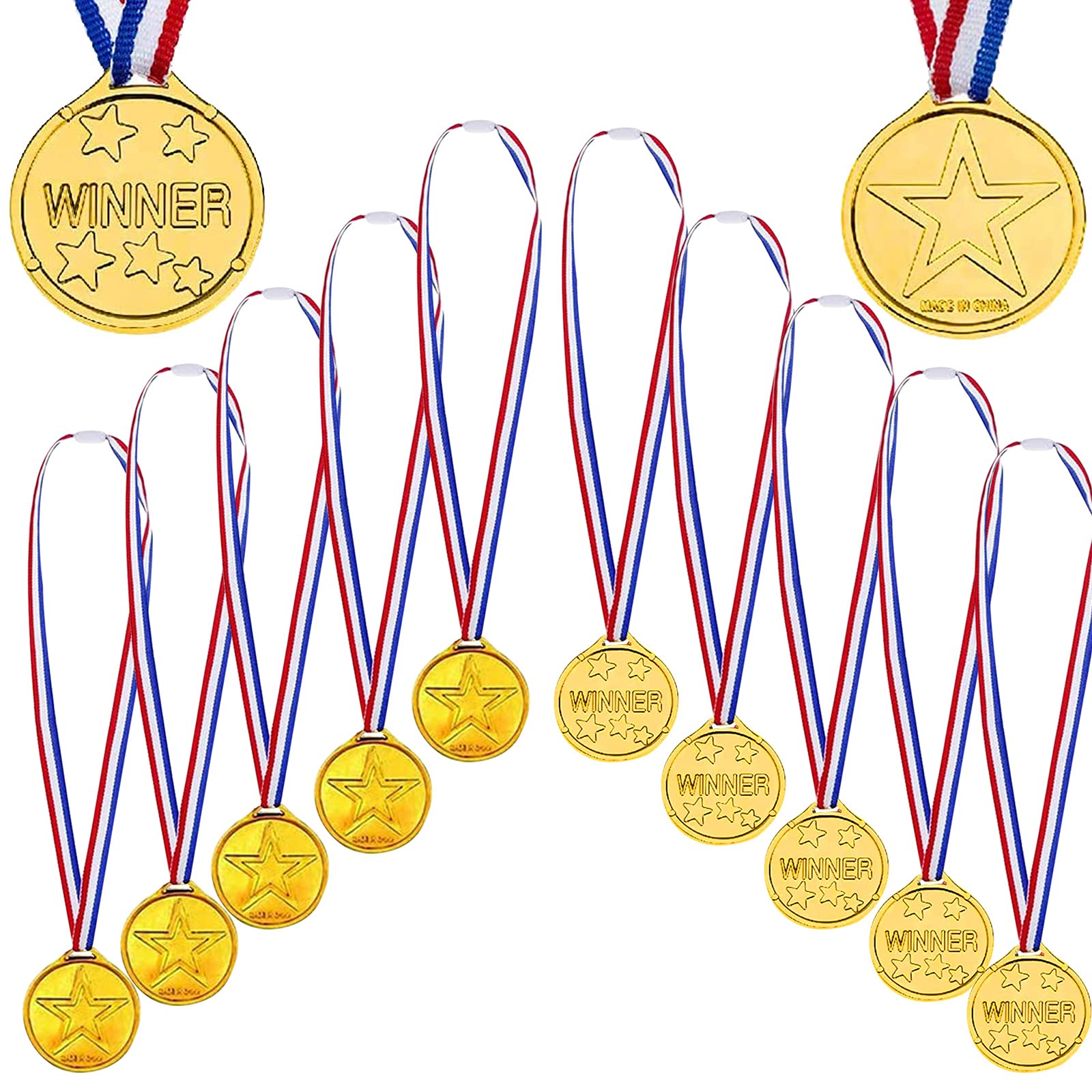 Buy 12 Pack Gold Winners Medals, Kids Party Medals Winner Award Medals ...