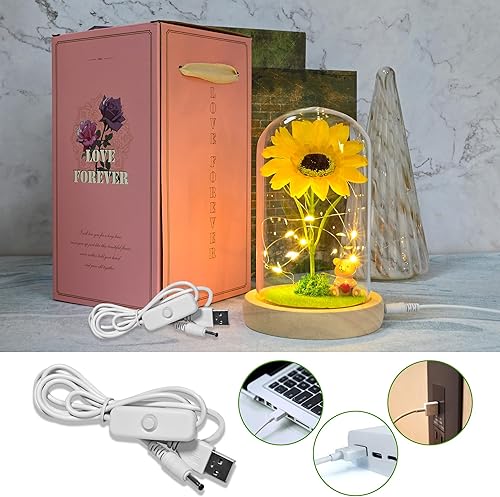 Miniatura 8 de Regalo de cumpleaños para mujer, regalos de rosas para ella, flores artificiales que duran en una cúpula de cristal, regalos únicos para el día de