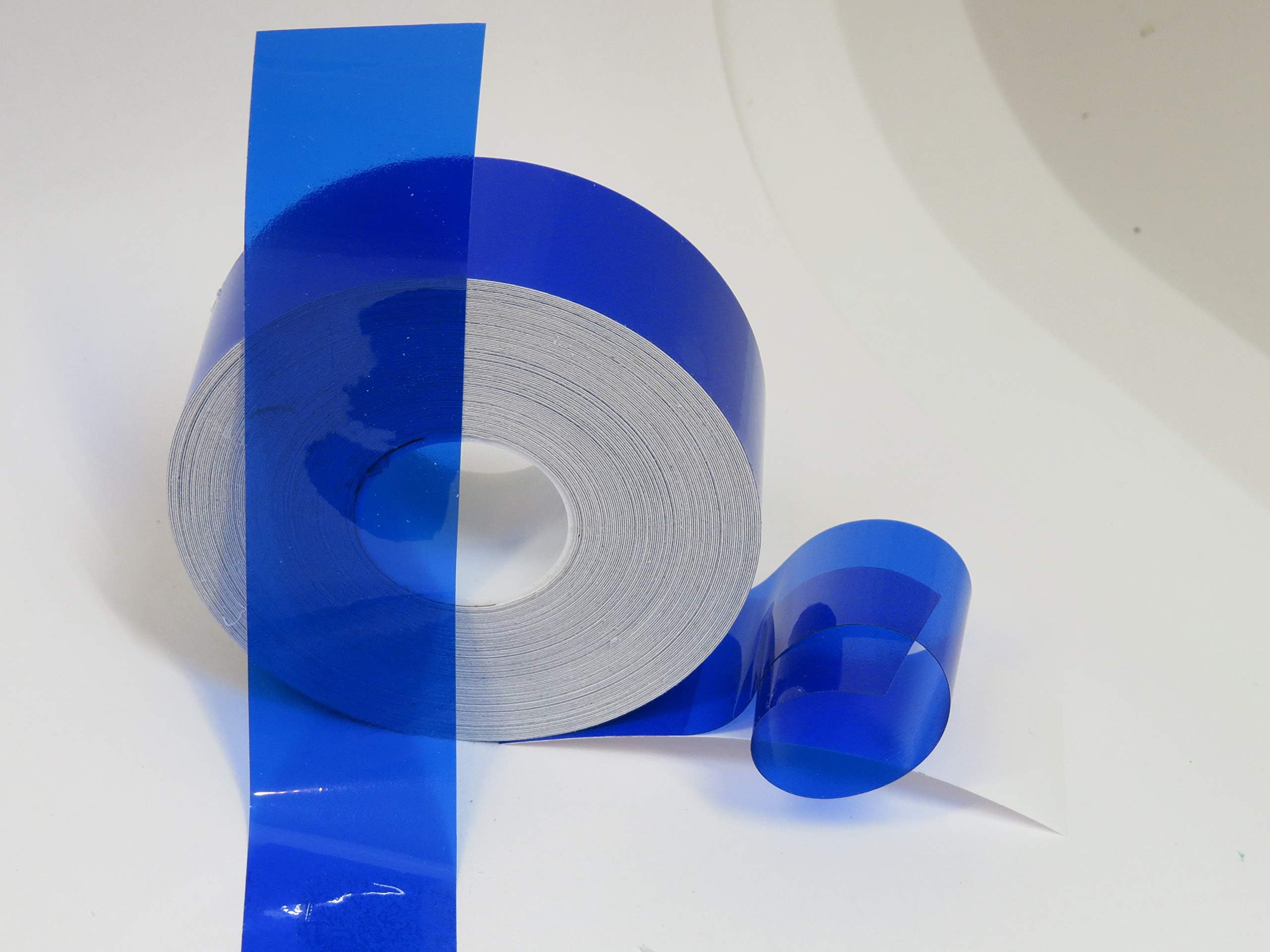 Transparent Vinyl Tape with Self-Adhesive. (1 inch x 50 ft, Blue)