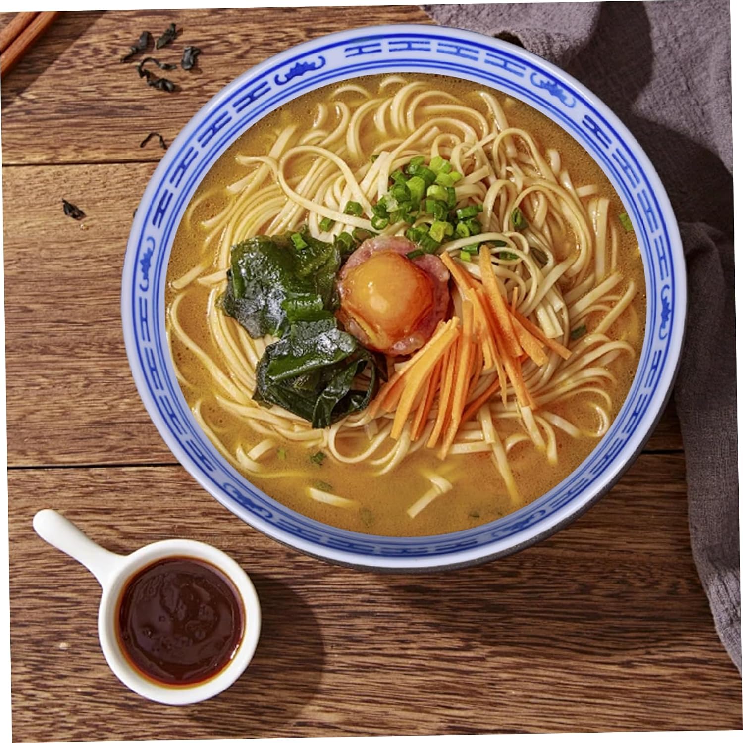 2Pcs Ramen Noodle Bowl, Blue and White Porcelain Chinese Bowls, 7x3 800ml Large Ceramic Bowl Chinese Soup for Dessert, Soup, Cereal, Rice and More...