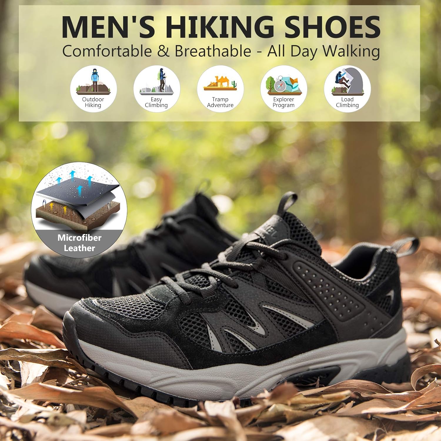 CAMELSPORTS Hiking Shoes Men Lightweight Non-Slip Breathable Sneakers Low Top Walking Shoes for Outdoor Trailing Trekking Walking Climbing - Image 7