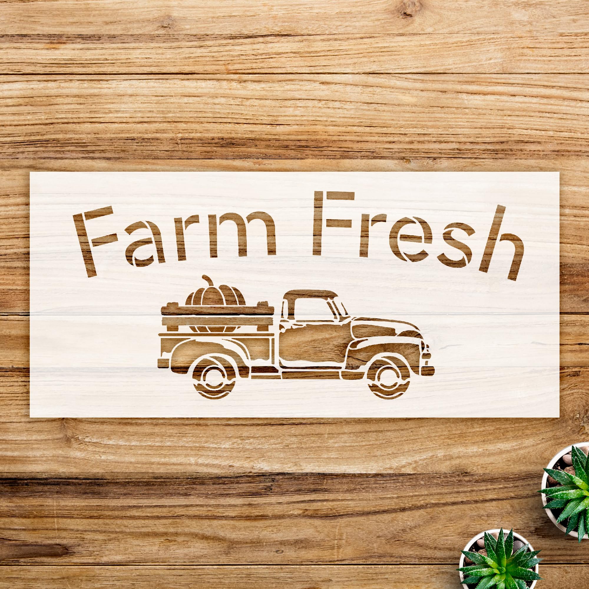 Vintage Truck Stencil Pattern for Home Decor and Crafts, Reusable Mylar Template, Ideal for Painting Pumpkins and Seasonal Projects - Size A2 (23.4