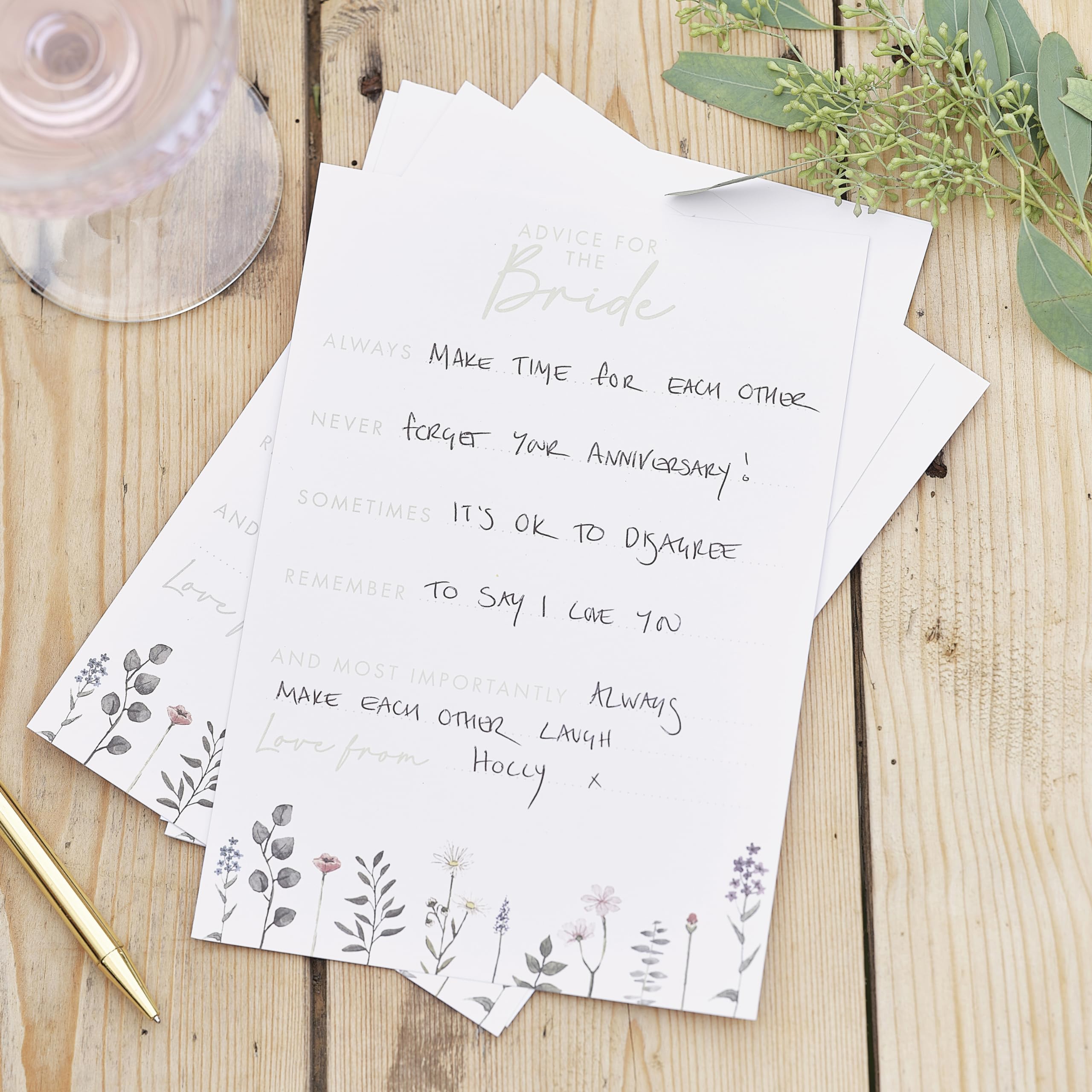 Ginger Ray Floral Advice Cards for the Bride Hen Party Game 10 Pack