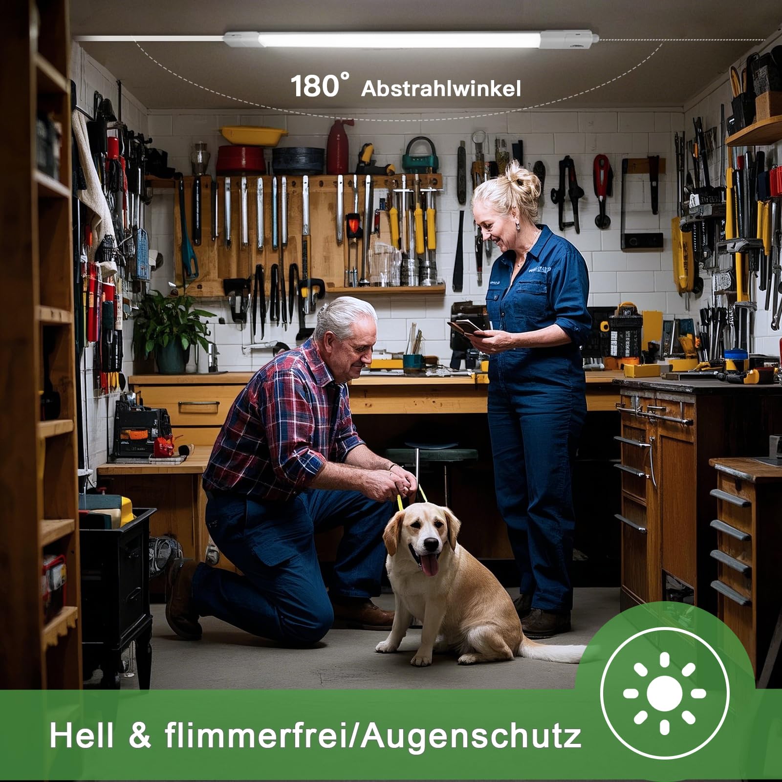 TONFFI LED Feuchtraumleuchte 150CM 4000K Neutralweiß 60W 7000LM IP65 Wasserfest