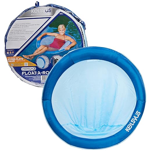 Kelsyus Premium Float-A-Round Portable Hammock Chair with Fast Inflation, Inflatable Fabric-Covered Lake & Pool Float for Adults, Amazon Exclusive