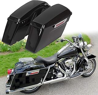 Hard Saddle Bags Trunk W/Lid & Latch Key Compatible With 1993-2013 Harley Touring Models FLT, FLHT, FLHTCU, FLHRC, Road King, Road Glide, Street Glide, Electra Glide, Ultra-Classic