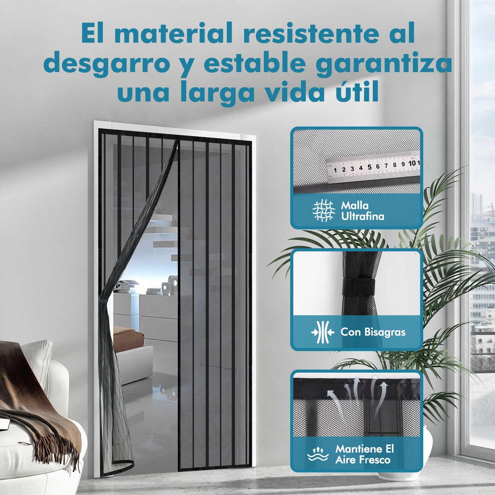 Marca: Sekey Sekey Cortina Magnética de Puerta a Prueba de Mosquito para Madera, Hierro, Metálicas, Balcón, RV - Cierre Magnético Automático, 80x210 cm, Negro in use