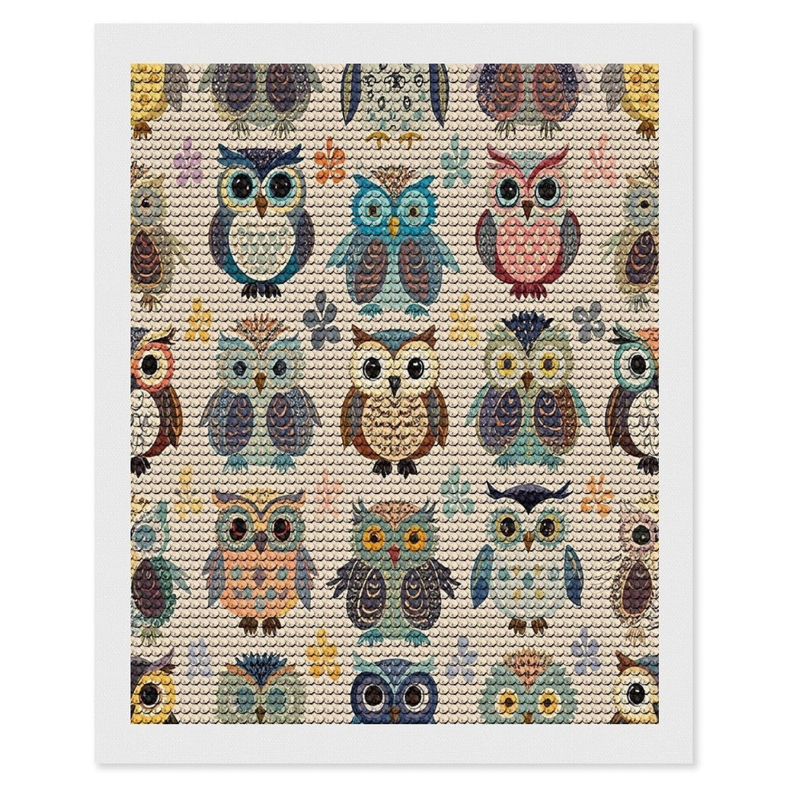 FekiLoot Color Owl Pattern Diamond Painting Kits for Adults Full Round Drill Diamond Art Kits for Beginners 5D DIY Diamond Dots Paintings Diamonds Pictures Gem Art Home Wall Decor 16"x20"