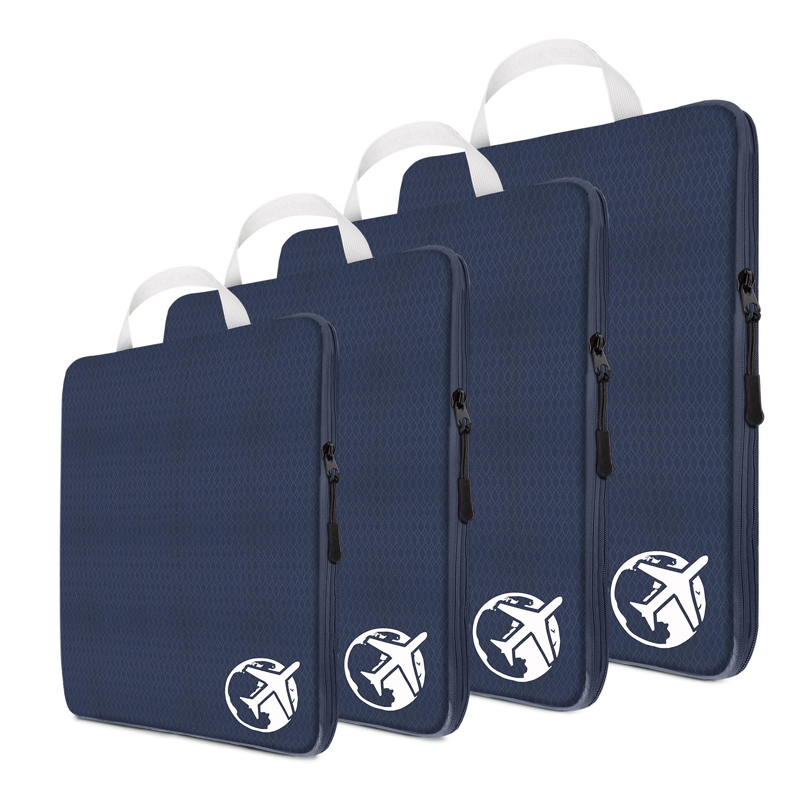 Sac de Compression, Nylon Ultralégers Sacs de Rangement de Voyage, Lot de 4 Packing Cubes d'emballage pour Valise, Organisateurs de Bagage pour Valise et Sac à Dos