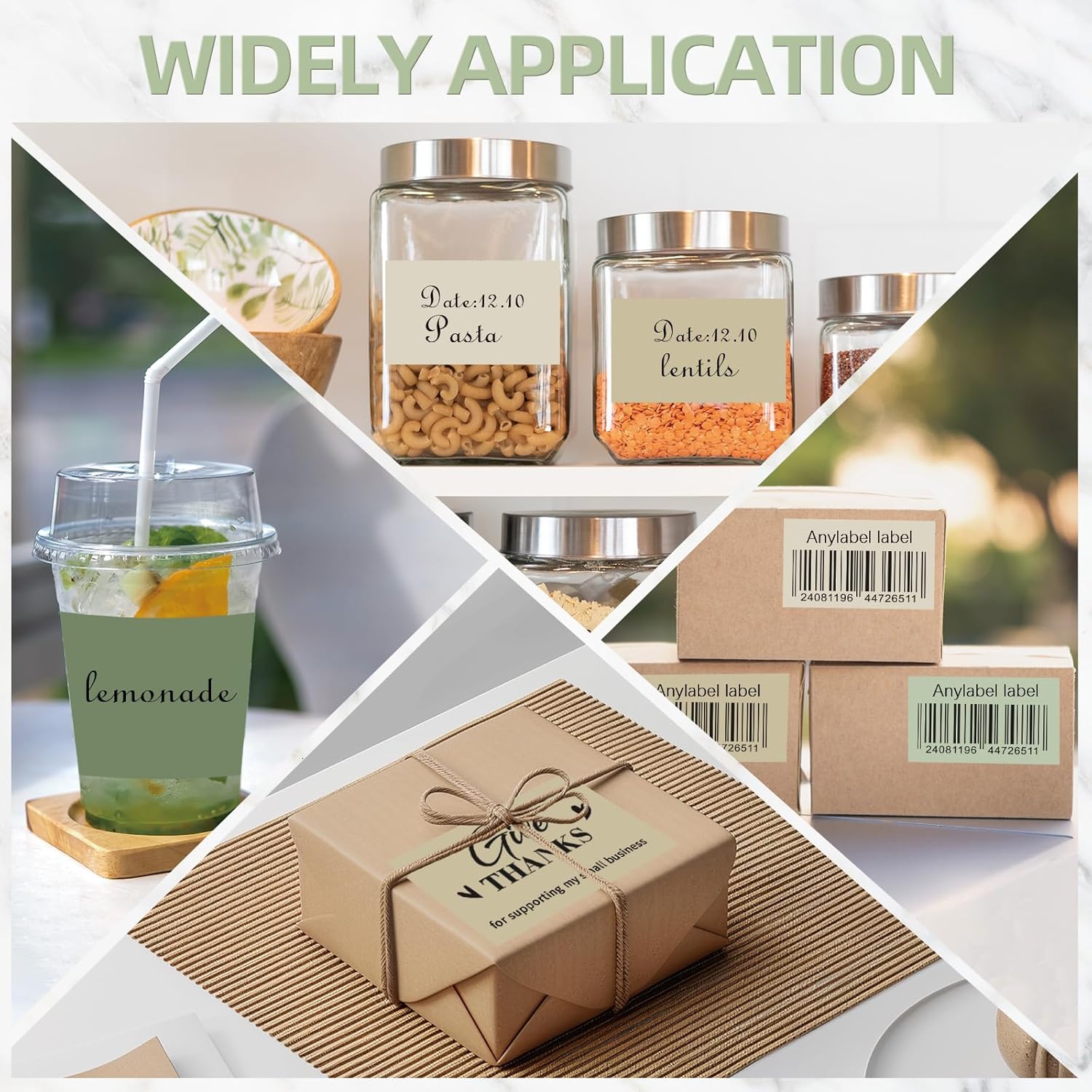 Starboling 3" x 2" Thermal Labels,Self-Adhesive Rectangle Thermal Printer Sticker,for Price,Barcode,Mailing,Name(Green Gradient) - Image 7