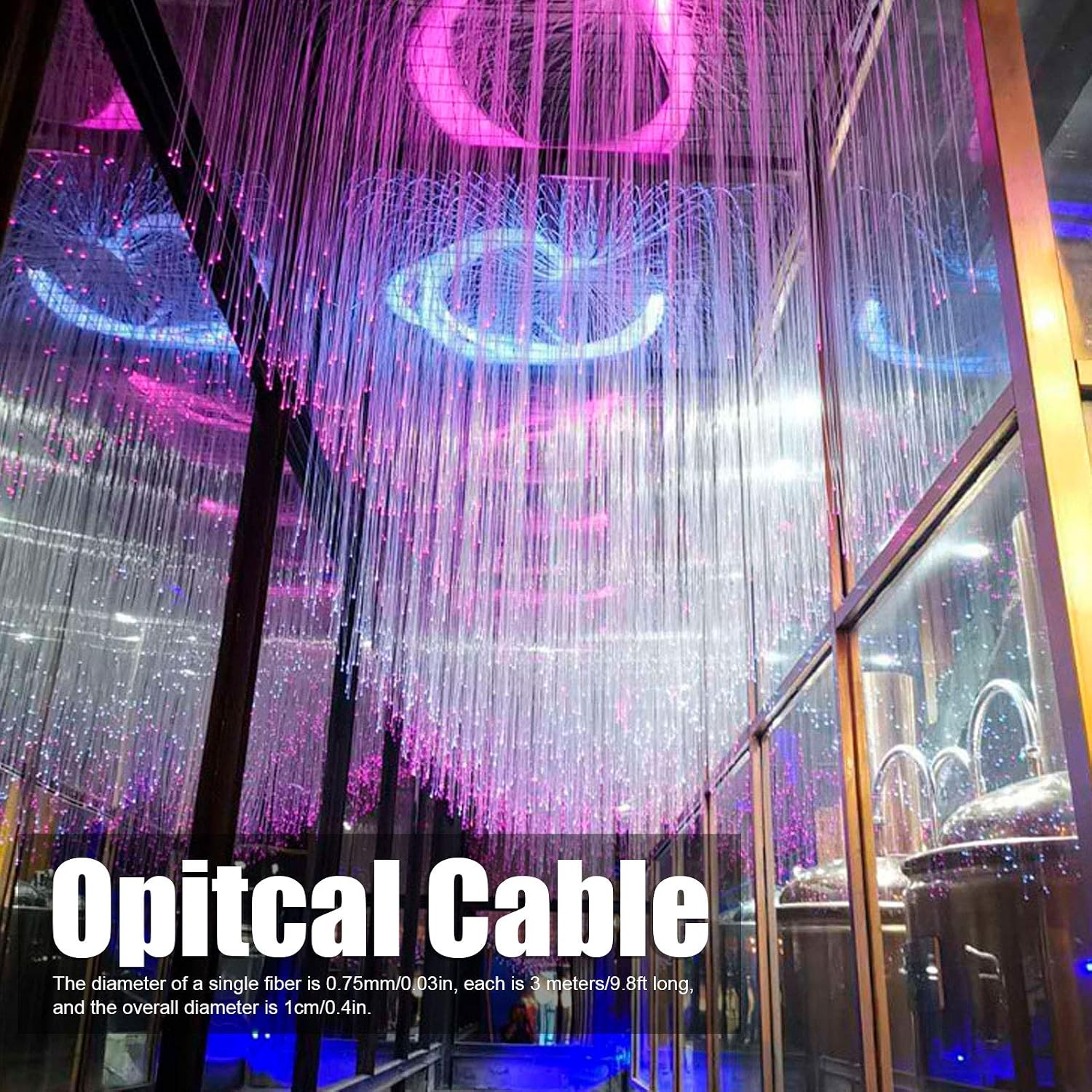 Fiber Optic Light End Glow Cable, Star Ceiling Light Optical Fiber, 200pcs 2m Optical Fiber Cable for LED Lighting Decor