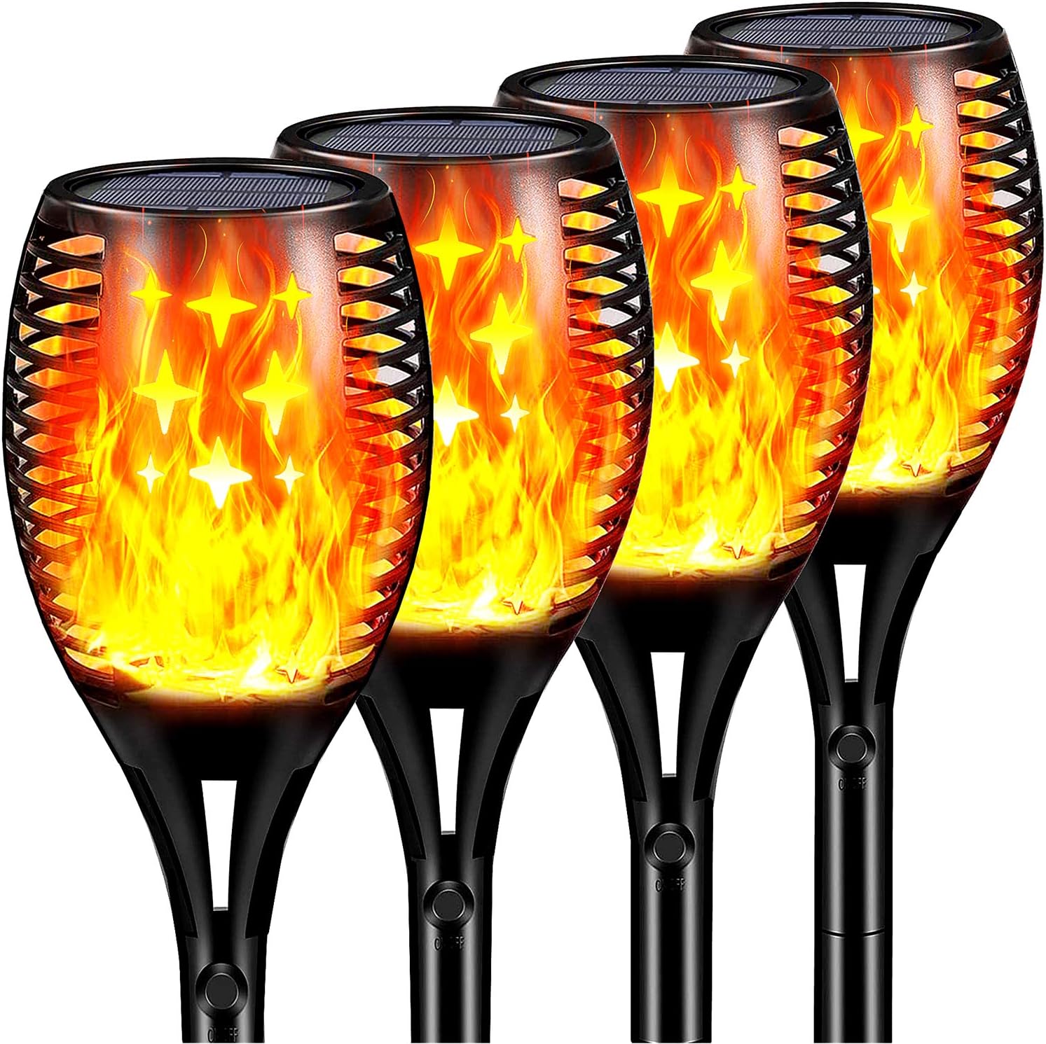 Topmante Upgraded Solar Torch Lights Waterproof Flickering Dancing Flames Torches Lights Outdoor Solar Landscape Decoration Lighting Dusk to Dawn Auto On/Off Path Lights (4 Pack - Star) Topmante Upgraded Solar Torch Lights Waterproof Flickering Dancing Flames Torches Lights Outdoor Solar Landscape Decoration Lighting Dusk to Dawn Auto On/Off Path Lights (4 Pack - Star)