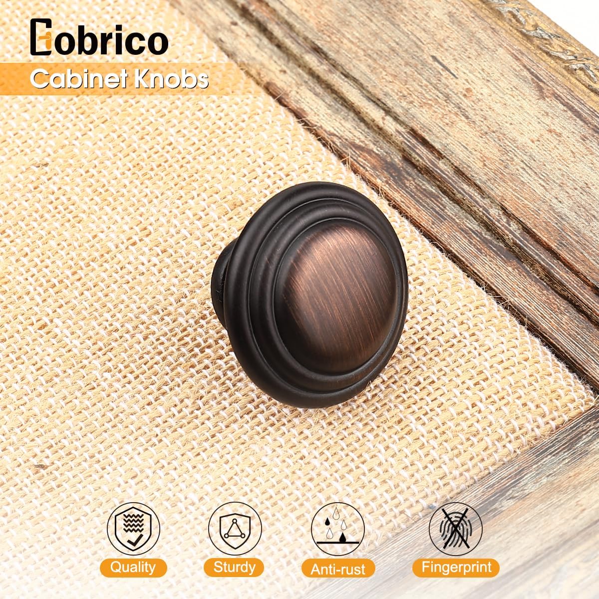 Gobrico 1-3/8" Diameter Bi-Fold Cabinet Knobs Oil Rubbed Bronze Kitchen Pulls Handles for Bathroom and Bedroom Drawers Wardrobes 25 Pack