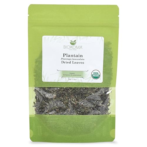 Hojas secas de plátano puro y orgánico Biokoma 50g (1.76oz) en bolsa resellable a prueba de humedad