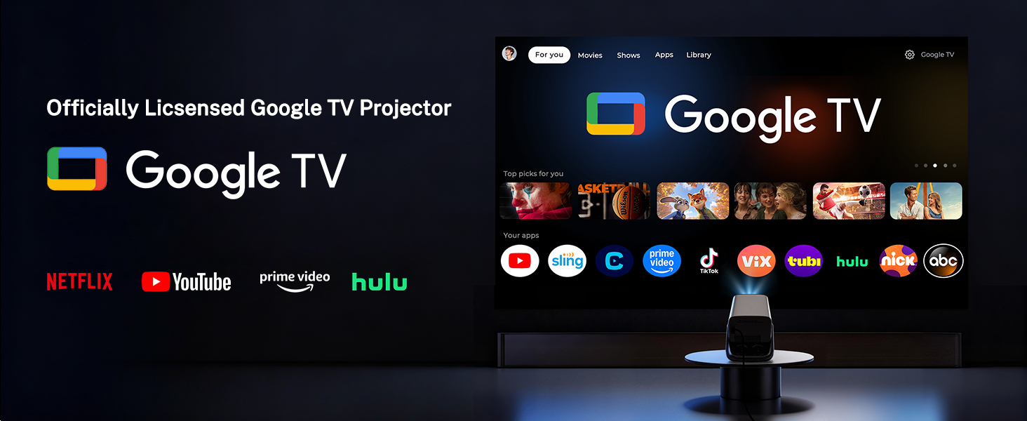Amazon.com: 1200 ANSI Google TV-Licensed Projector, 4K/8K Input