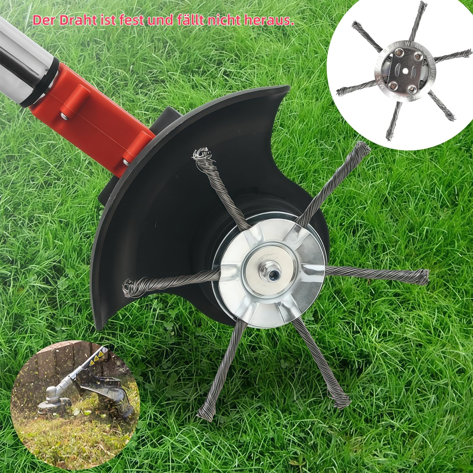 Cepillo de malezas profesional, acero inoxidable, 150-230 mm, cabezal de fresado para desbrozadora, alambre de acero, cabezal de cortacésped, desbrozadora, eliminación eficiente de musgo en el