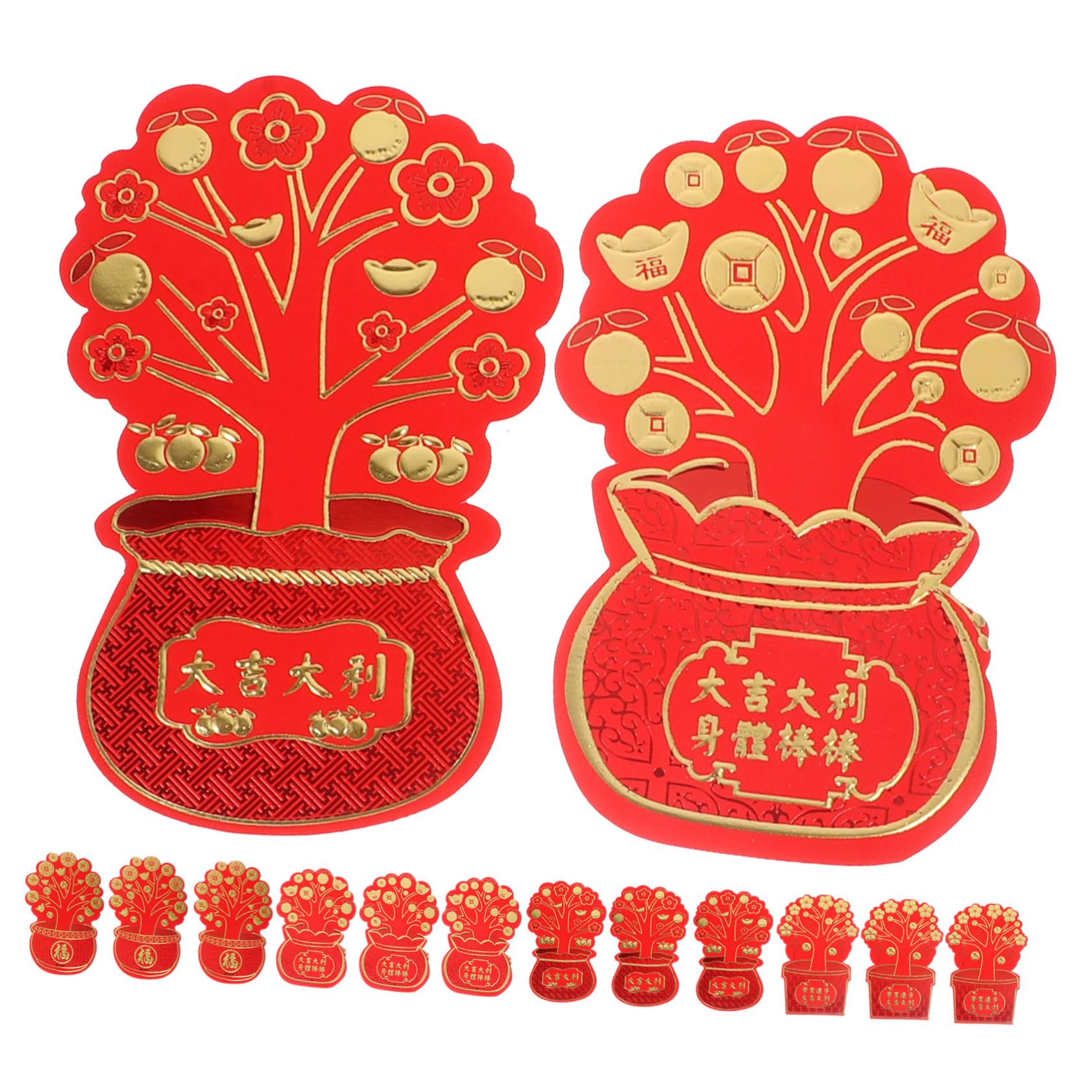 VILLFUL 16pcs Lunar New Year Envelopes wedding pocket Spring Festival Red Envelopes writing paper Lai Si Feng lucky coin Red Money Pocket Chinese New Year Red Envelope cash cow