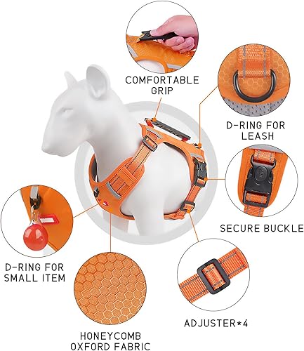 Miniatura 3 de Arnés para perro ajustable, reflectante, suave, acolchado, sin tirones, con arnés de chaleco para perro pequeño, mediano y grande, con asa